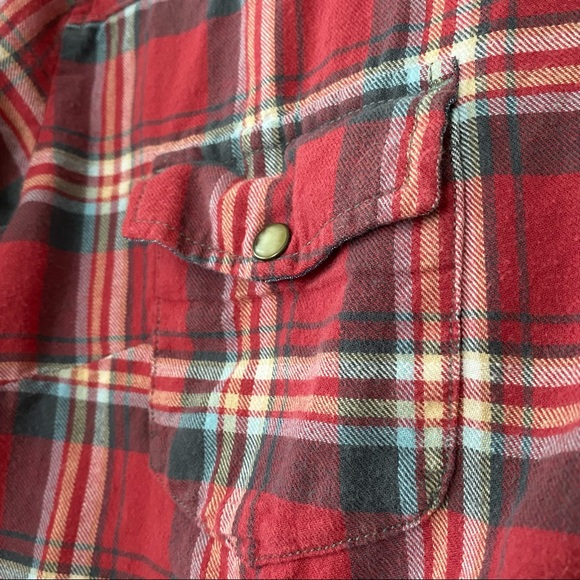 JACHS Girlfriend "Bea" Plaid Flannel Western Shirt w Pearl Snaps + MEASUREMENTS - Picture 6 of 11